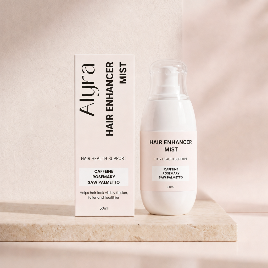 Alyra Hair Enhancer Mist bottle and box, new formula